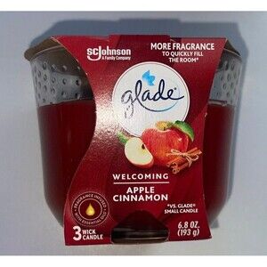 Glade Seasonal 3 wick Candle Jar, Welcoming Apple Cinnamon 6.8 Oz
